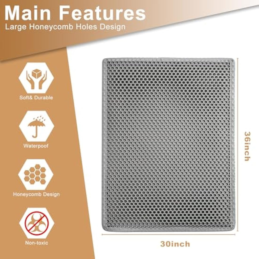 Garoopion Cat Litter Mat – Extra Large Double Layer Honeycomb Trapping Mat