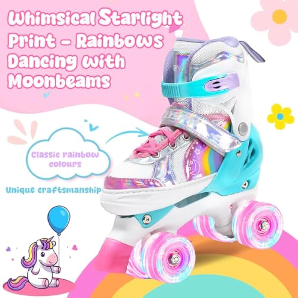 OLYSPM Kids Roller Skates | Adjustable Quad Skates with Light Up Wheels
