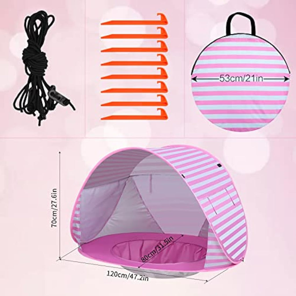 Baby Beach Tent – Pop Up Sun Shelter with Mini Pool, Pink