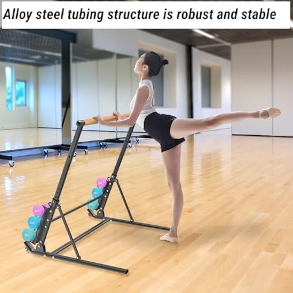 Portable Ballet Barre – Foldable Cherry Wood Dance Bar for Home
