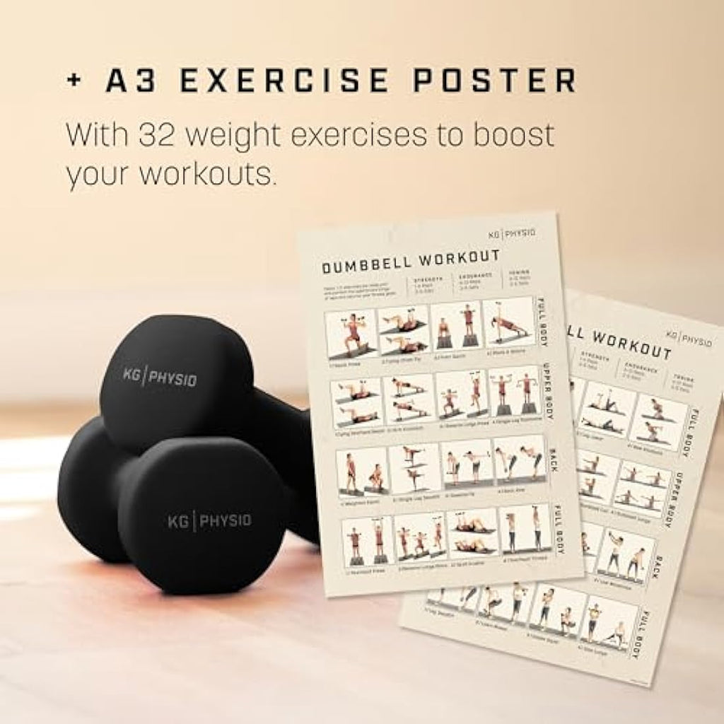 KG Physio Neoprene Dumbbells Set – Anti-Roll Cast Iron Hand Weights