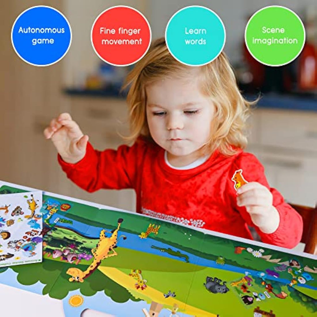 ASTARON Reusable 3D Animal Sticker Book | Toddler Sensory Learning Toy