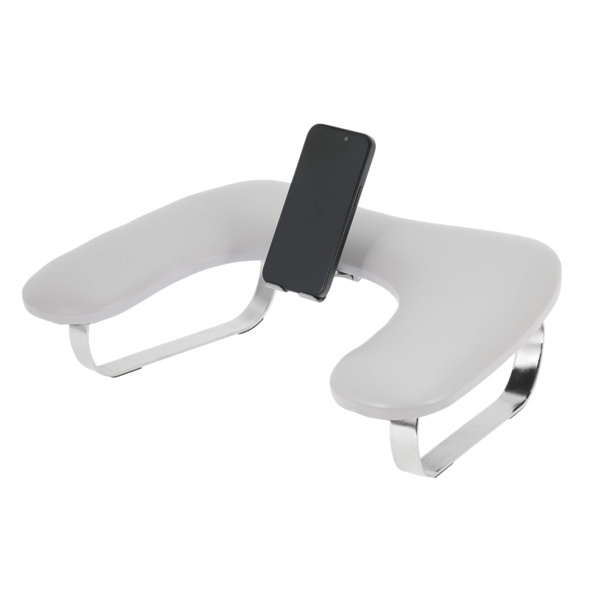 VOCOSTE Nail Arm Rest with Phone Holder – PU Leather Manicure Pillow, Gray
