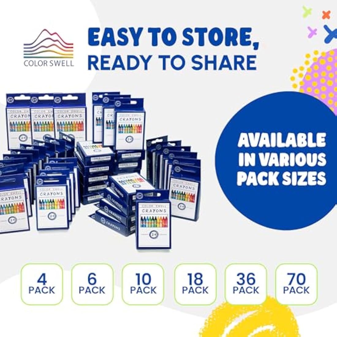 Color Swell Bulk Crayons - 10 Packs of 24 Vibrant Teacher Quality