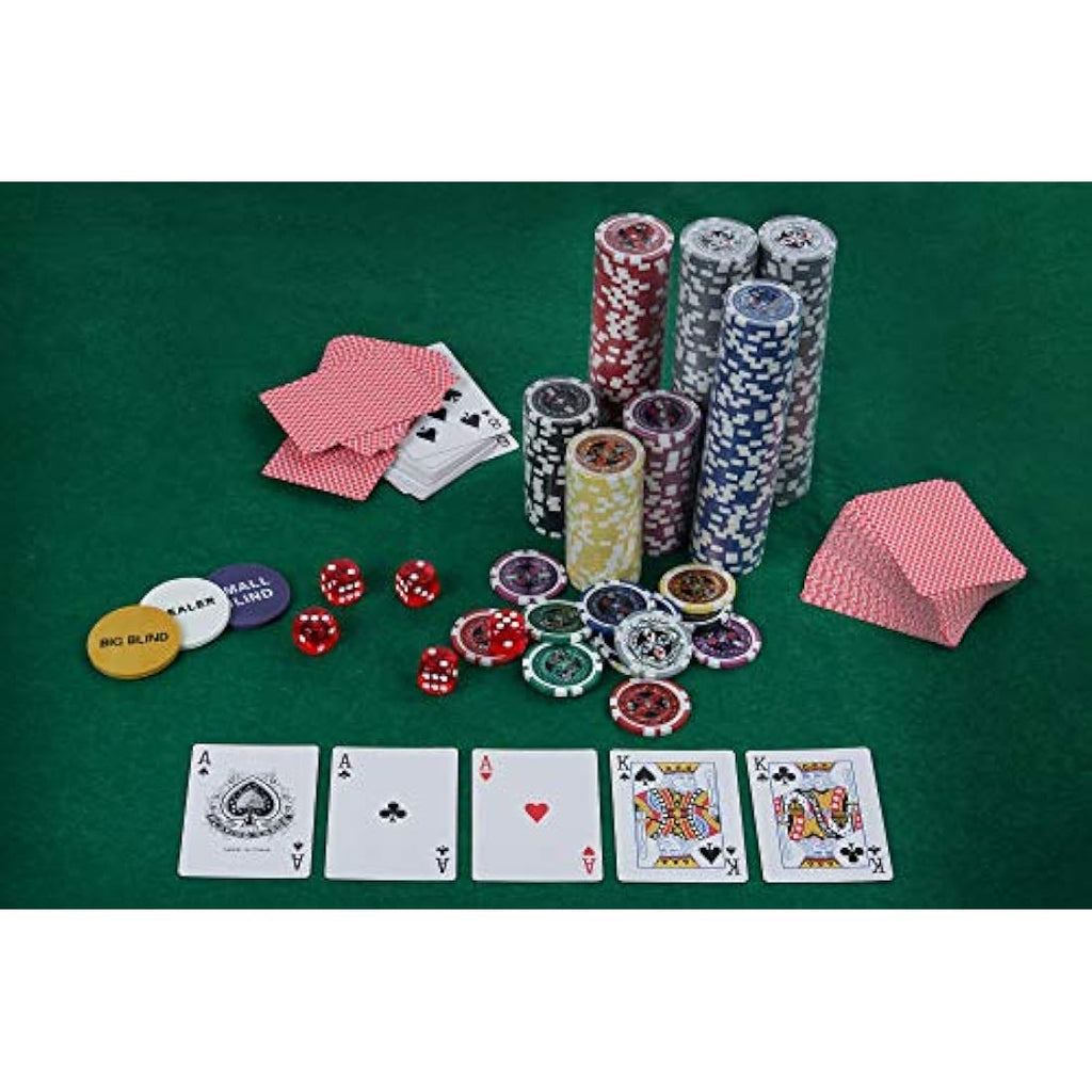Display4top 300 Piece Texas Holdem Poker Chips Set with Aluminum Case