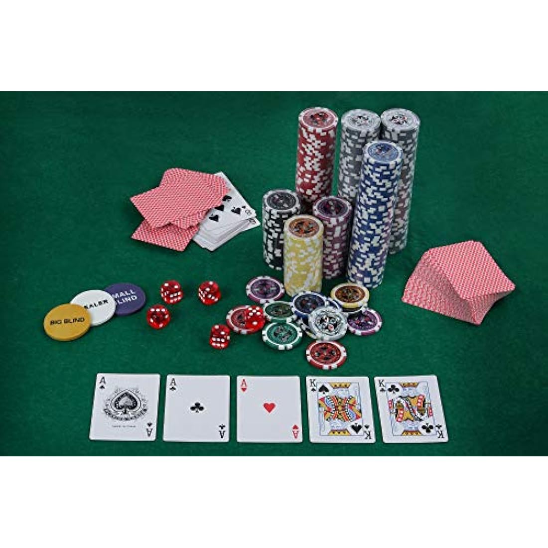 Display4top 300 Piece Texas Holdem Poker Chips Set with Aluminum Case