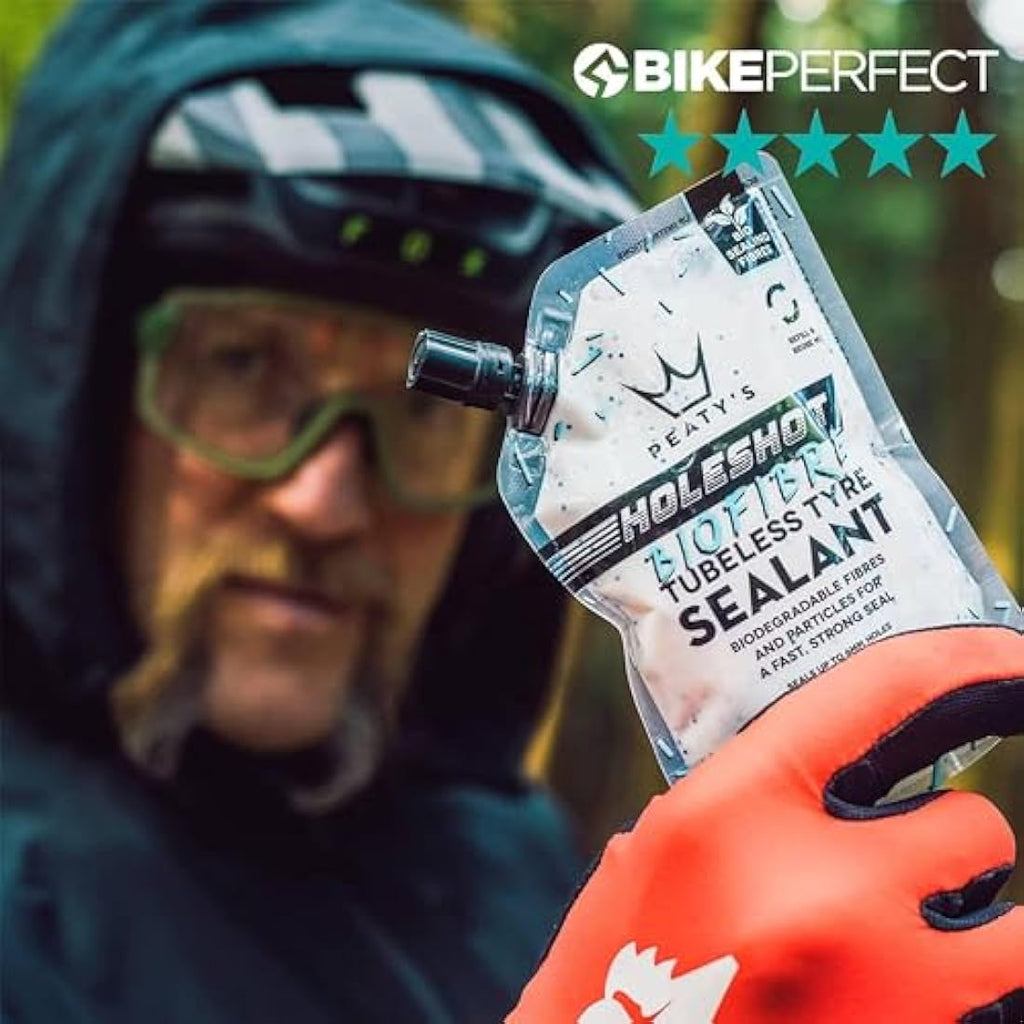 Peaty's Holeshot Biofibre Tubeless Tyre Sealant – Fast Acting 6mm Repair