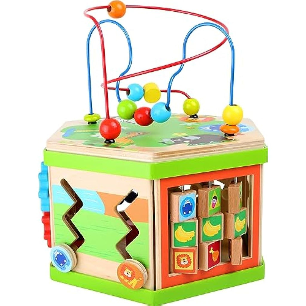 Legler Safari Wooden Activity Cube – Toddler Motor Skills Trainer