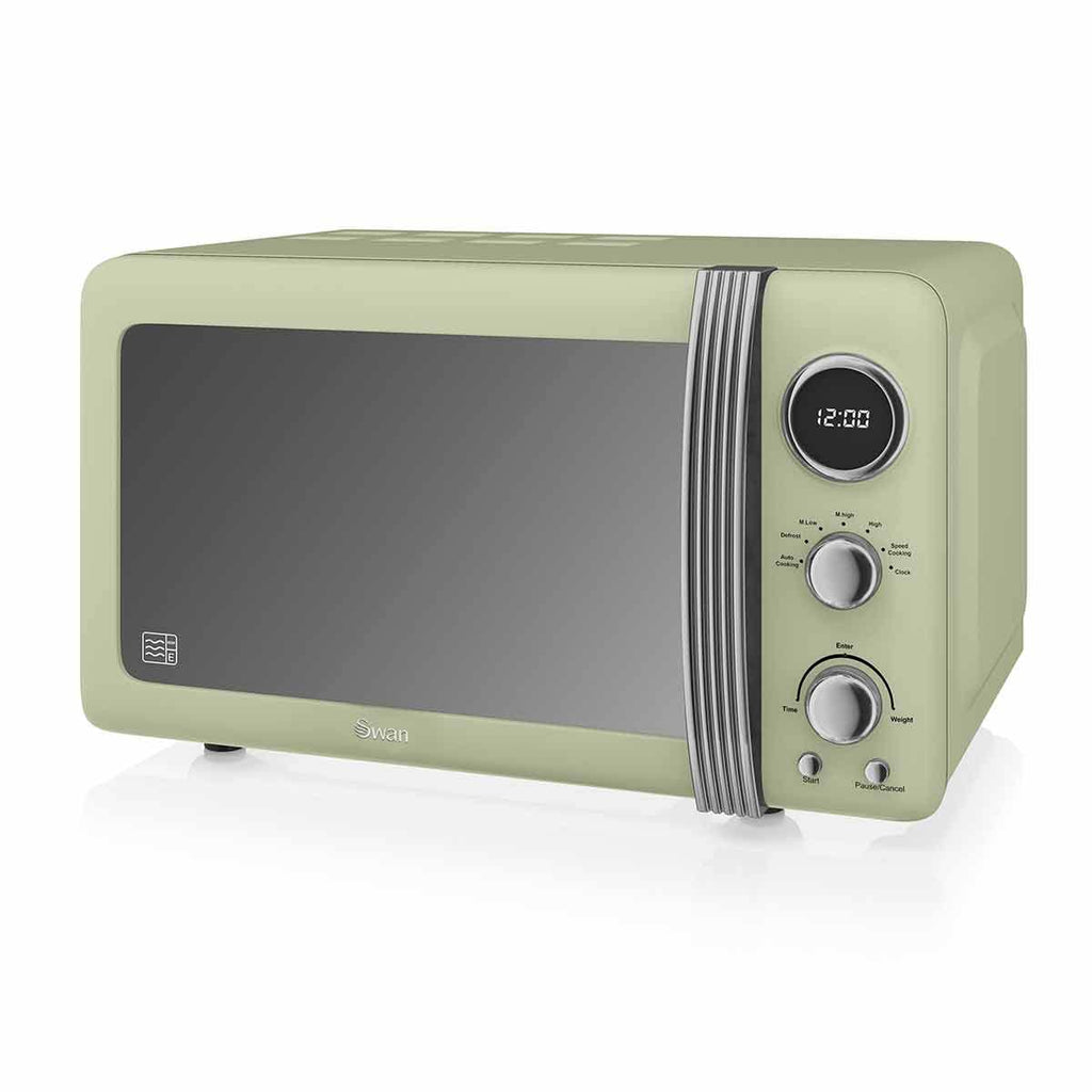 Swan Retro Digital Microwave | 800W 20L with Defrost – Green