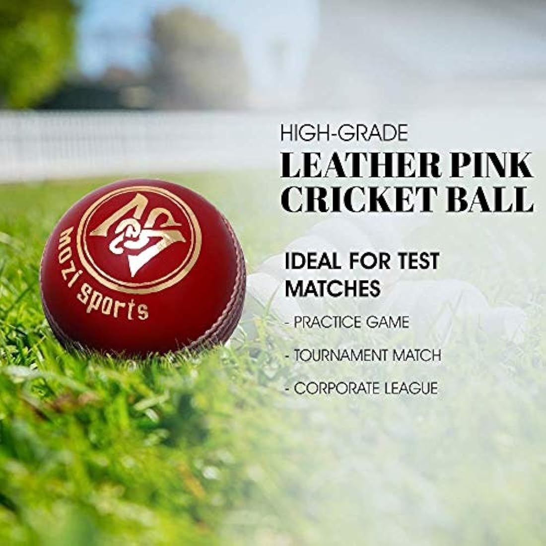 Mozi Sports Leather Cricket Ball – Hand Stitched Match Quality 5.5oz
