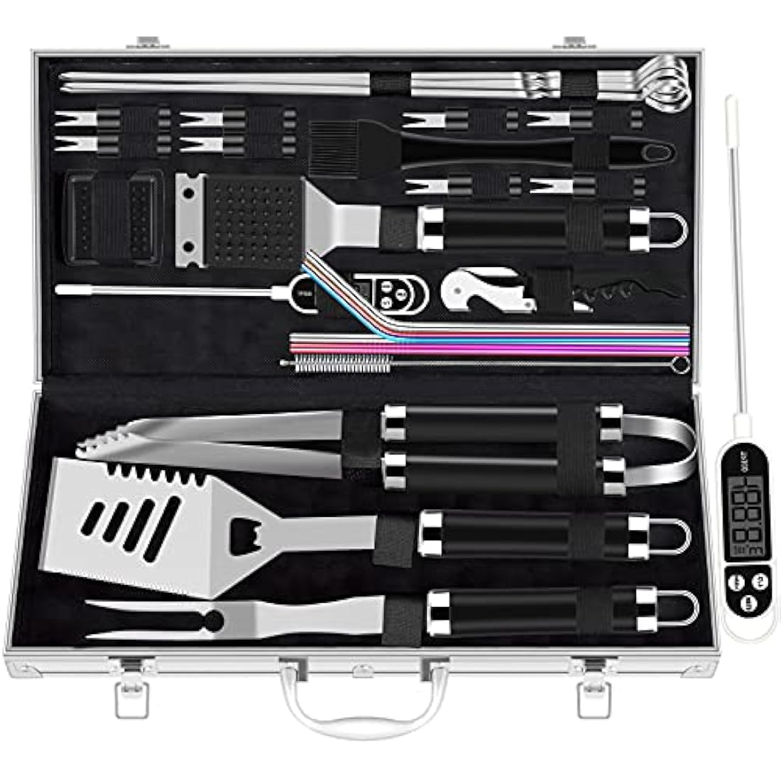 ROMANTICIST 26pc Stainless Steel Grill Tool Set with Aluminum Case