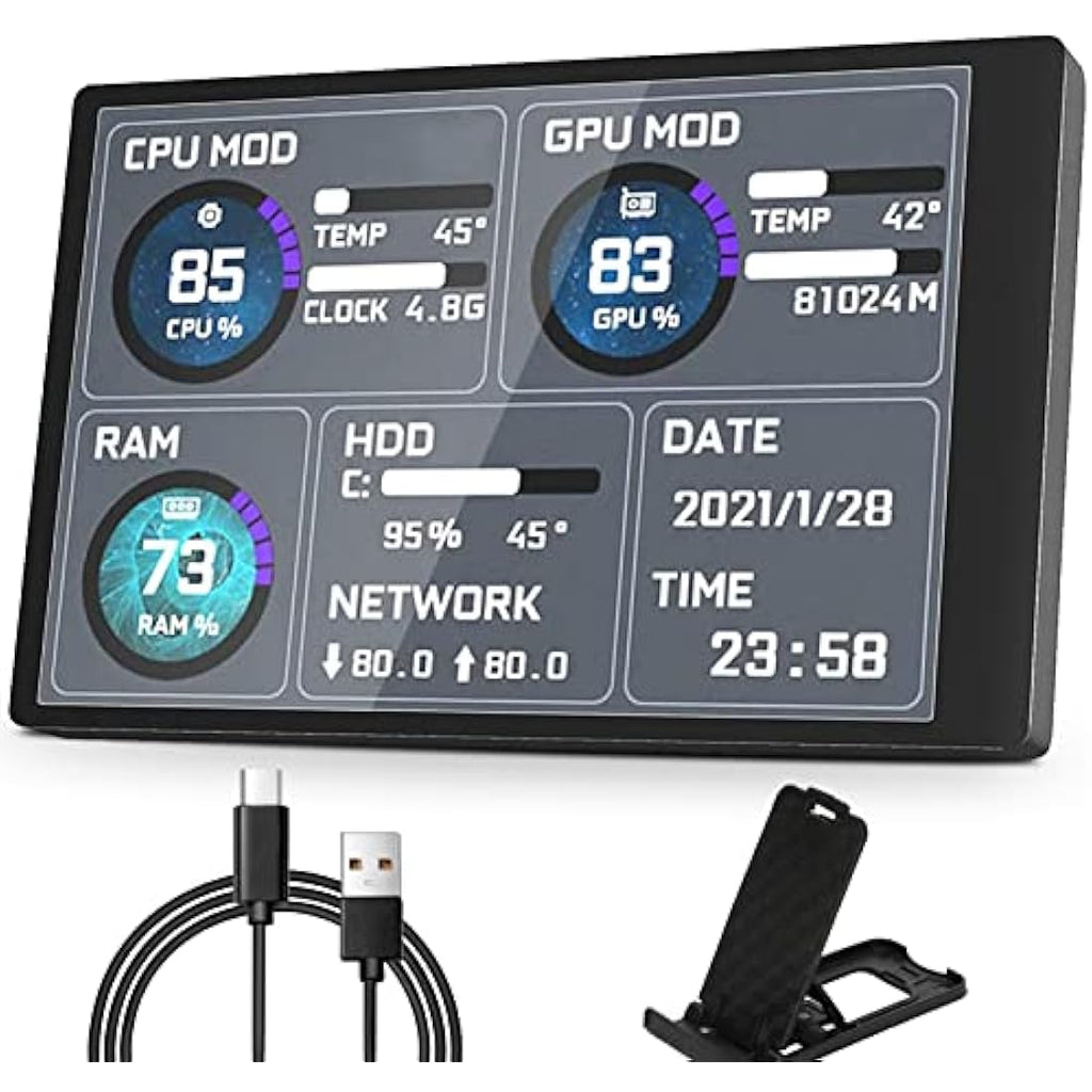 Goshyda 5in IPS USB PC CPU Data Monitor – Computer Sensor Panel Display