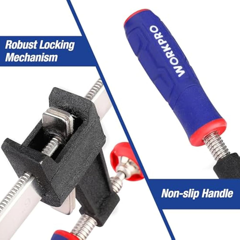 WORKPRO Heavy Duty F Wood Clamps - 4-Pack 150mm & 300mm Quick-Release
