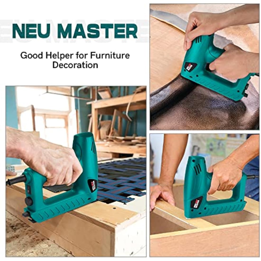 NEU MASTER Electric Brad Nailer & Staple Gun - 2-in-1 Tool for Upholstery