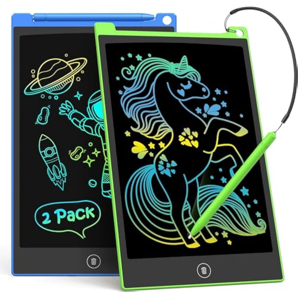 TECJOE 10 Inch LCD Writing Tablet 2-Pack | Colorful Doodle Board for Kids