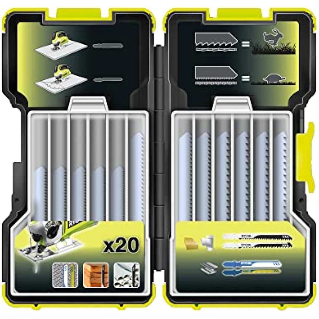 Ryobi RAK20JB 20-Piece T-Shank Jigsaw Blade Set for Wood and Metal