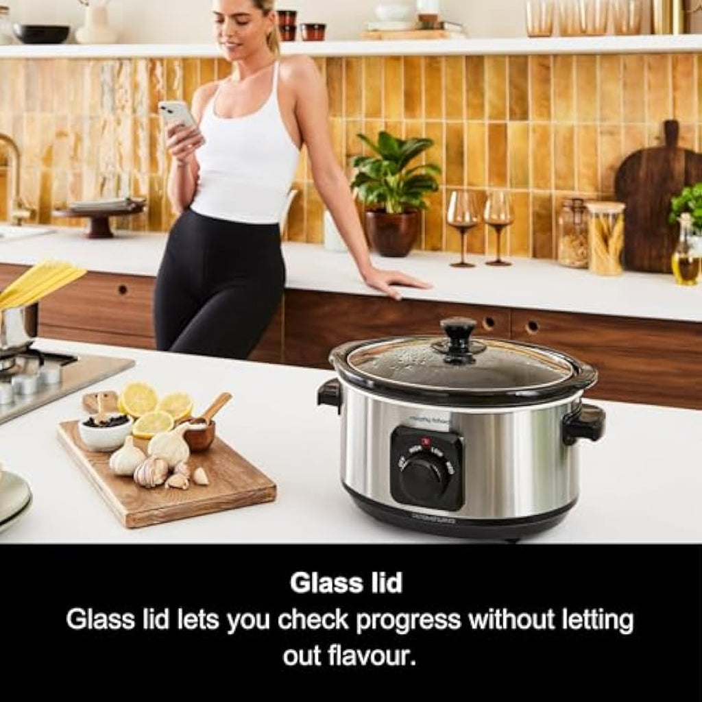 Morphy Richards 3.5L Slow Cooker – Stainless Steel Ceramic Pot