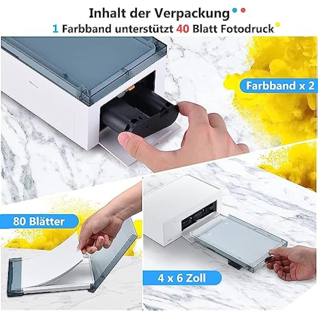 Liene Carta Fotografica 4x6 per Amber M100/M200 | 80 Fogli e 2 Cartucce