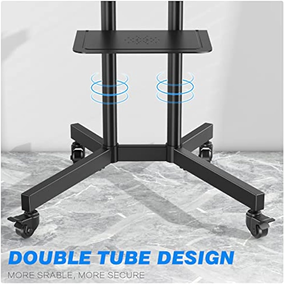 RFIVER Mobile TV Stand for 32-80 Inch Screens | Rolling Cart with Shelf