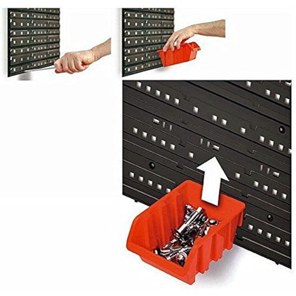 100-Piece XS Storage Bin Set with Wall Mounted Louvre Panel