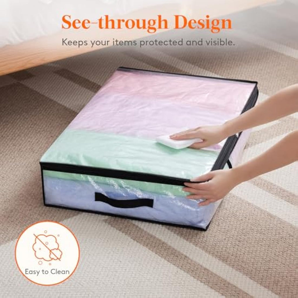 Lifewit 2-Pack Under Bed Storage Bags - 60L Large Clear Organizers