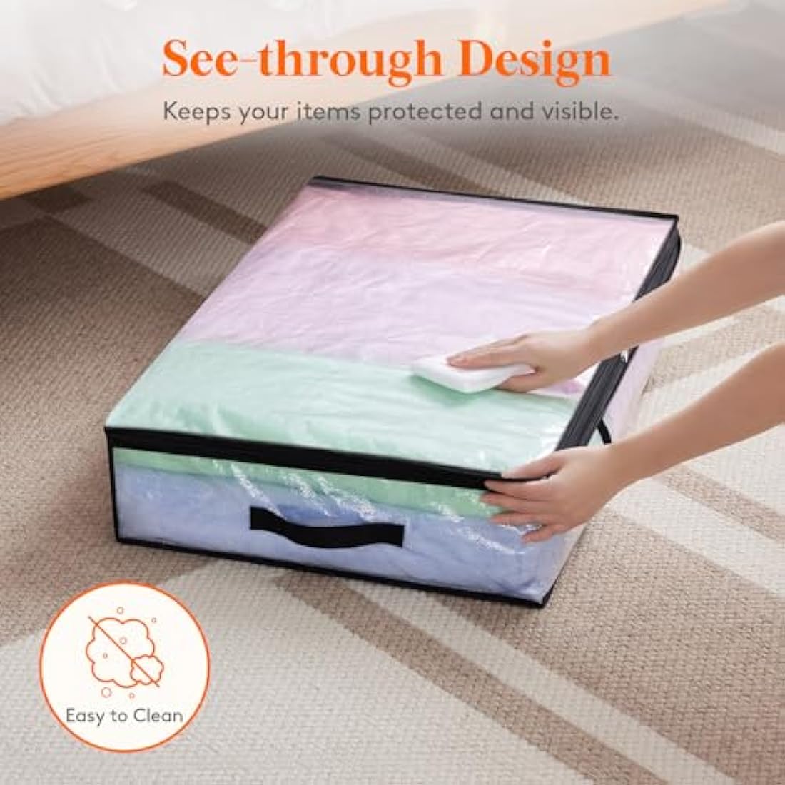 Lifewit 2-Pack Under Bed Storage Bags - 60L Large Clear Organizers