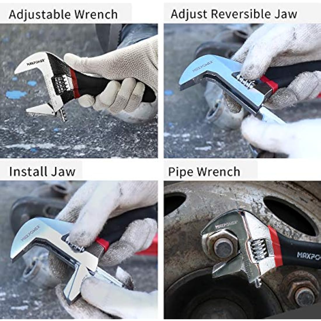 MAXPOWER 2-in-1 Adjustable Wrench Set | Reversible Pipe Spanner (2pc)