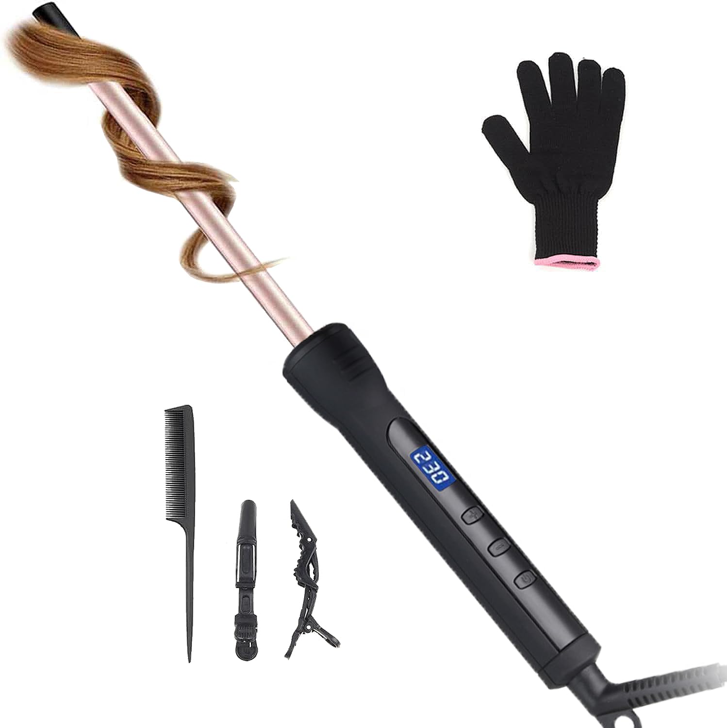 Jolof Store 9mm Thin Curling Iron | Tourmaline Ceramic Wand for Tight Curls