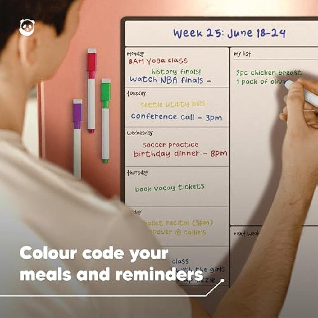 Smart Panda A3 Magnetic Fridge Calendar - Weekly Meal Planner Whiteboard