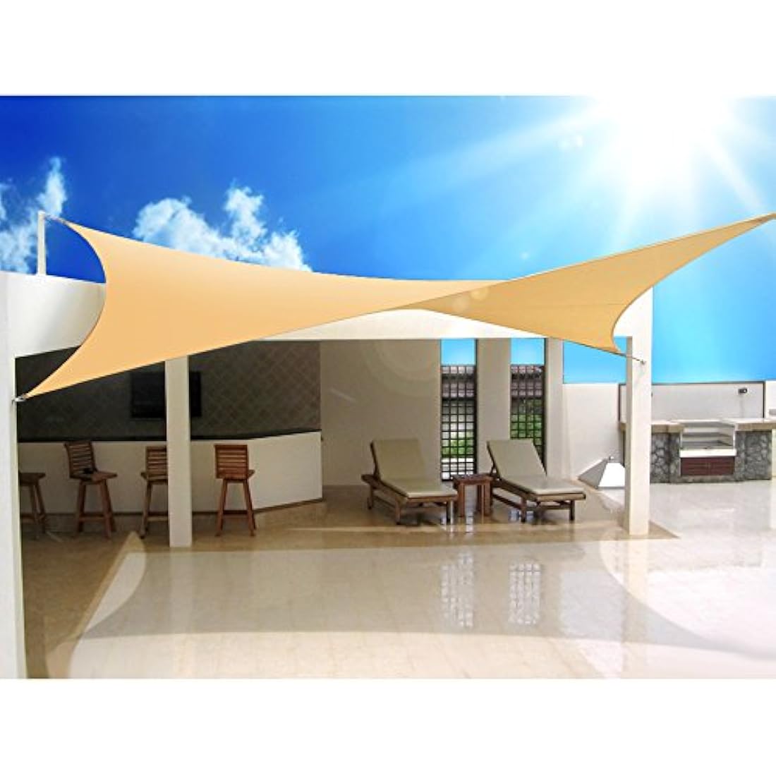 GreenBlue Rectangle Shade Sail – Waterproof UV Protection Canopy, Cream