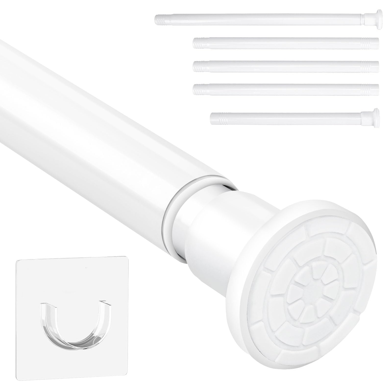 HSLnKAL White Adjustable Shower Curtain Rod – 71-199cm Stainless Steel