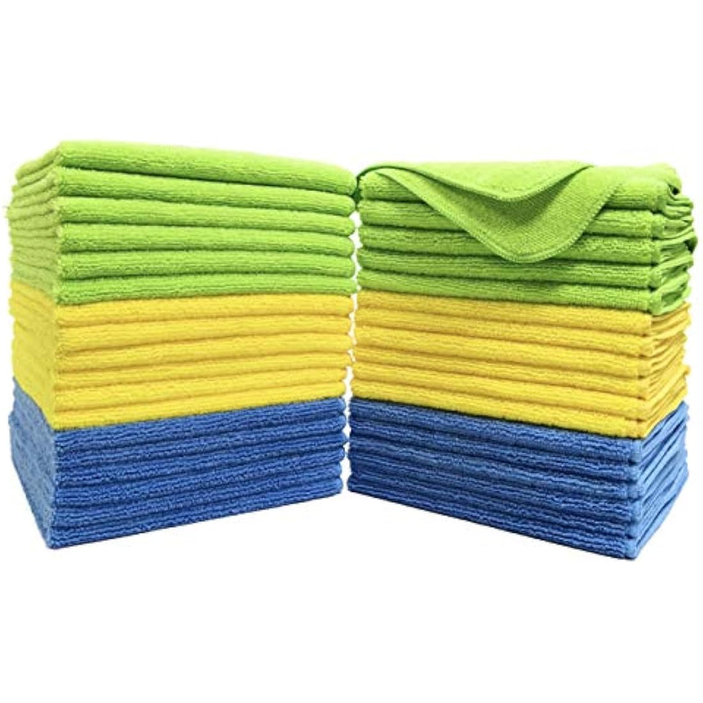 Polyte Microfibre Cleaning Towels - 40x40cm Absorbent Cloths, 36 Pack