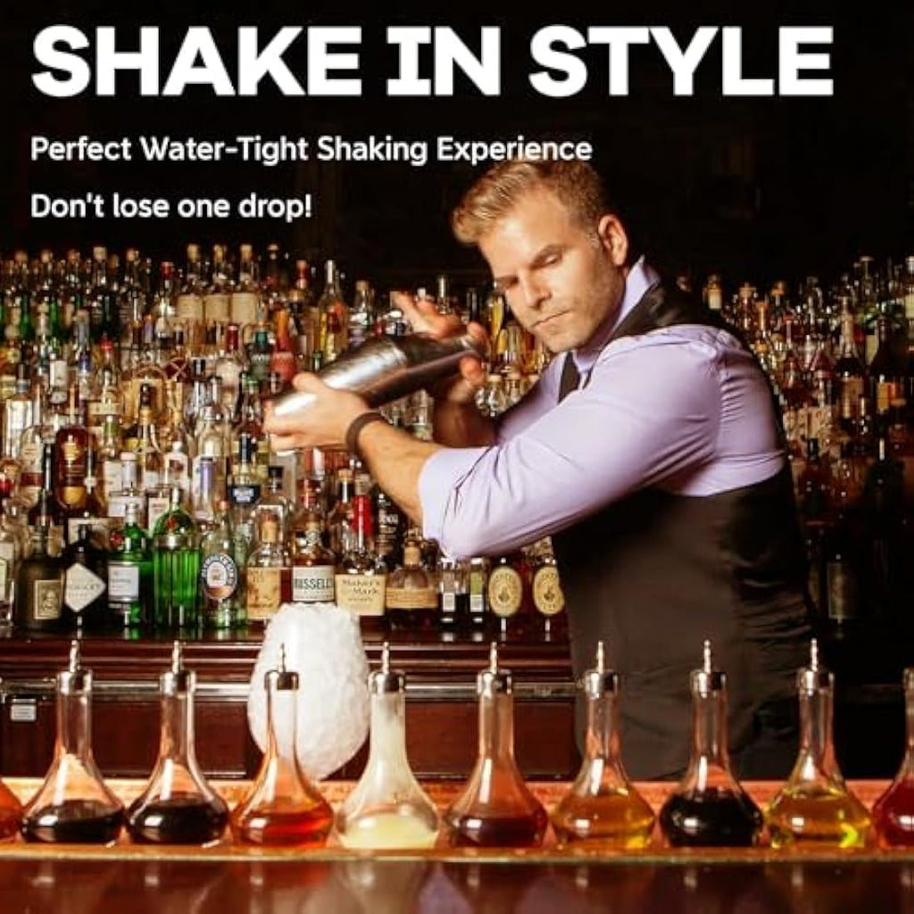 12-Piece Stainless Steel Cocktail Shaker Set with Stand