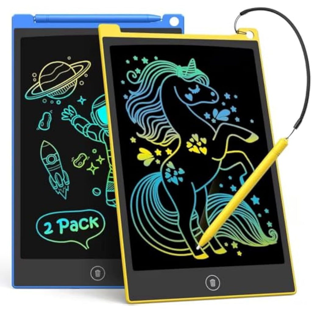 TECJOE 10 Inch LCD Writing Tablet 2-Pack | Colorful Doodle Board for Kids