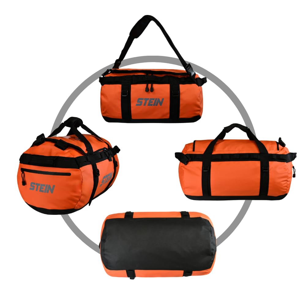 Stein 70L Waterproof Duffel Bag | PVC Backpack Holdall - Orange