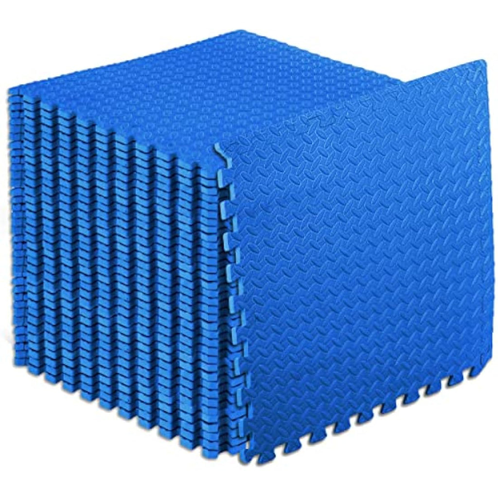 ProsourceFit Puzzle Exercise Mat – 1/2 Inch EVA Foam Tiles, Blue, 144 Sq Ft