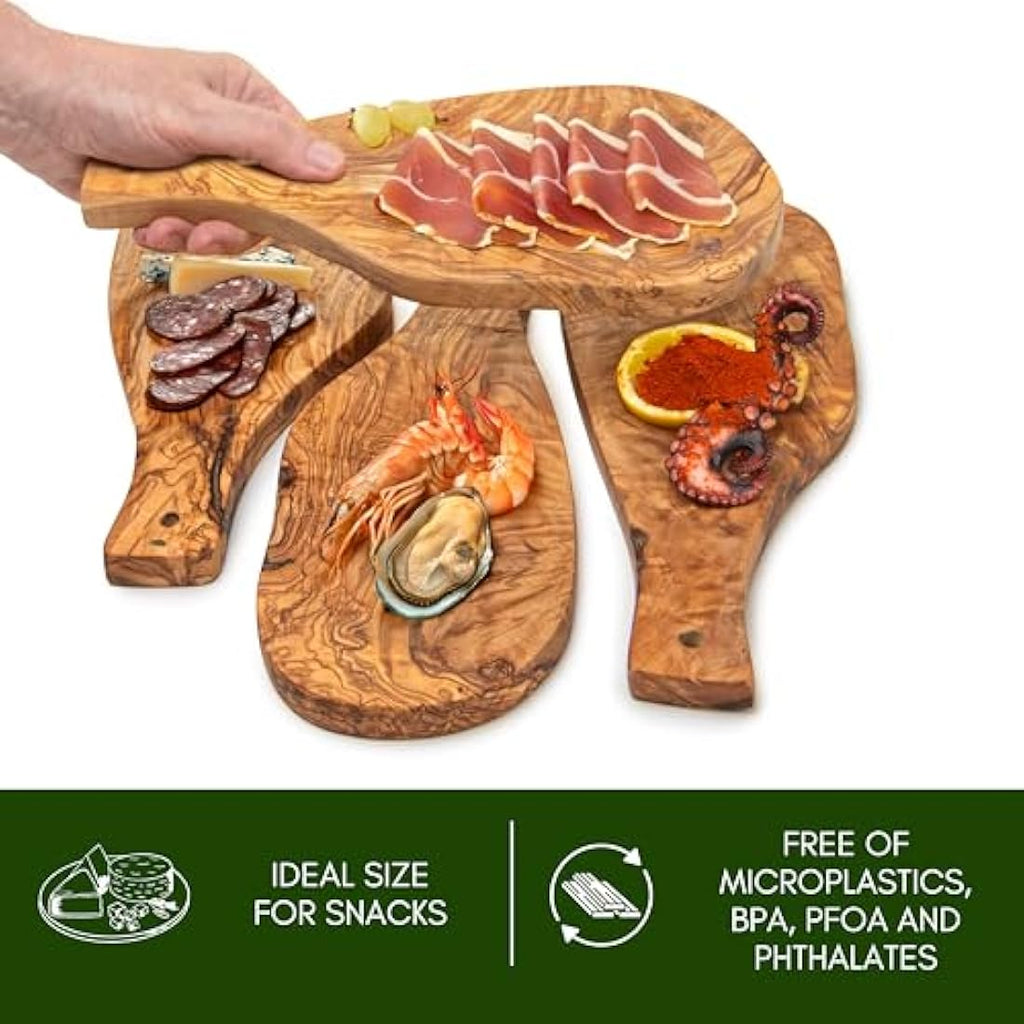Olive Wood Chopping Board Set – 4 Handmade Serving Boards