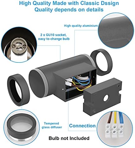 Klighten IP65 Outdoor Wall Light – 2 Pack Modern Aluminum Up Down Lamp