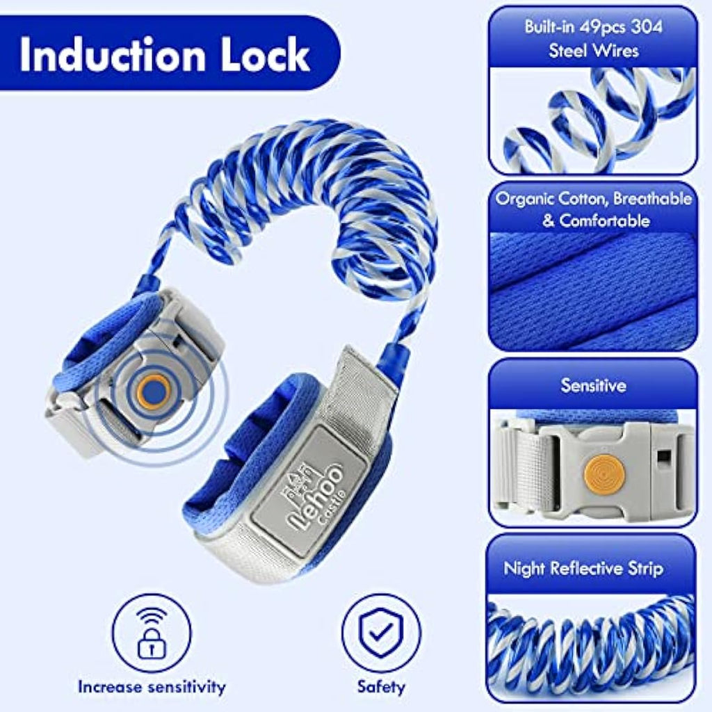 Lehoo Castle Toddler Reins | 1.5M Anti Lost Wrist Link with Lock - Blue