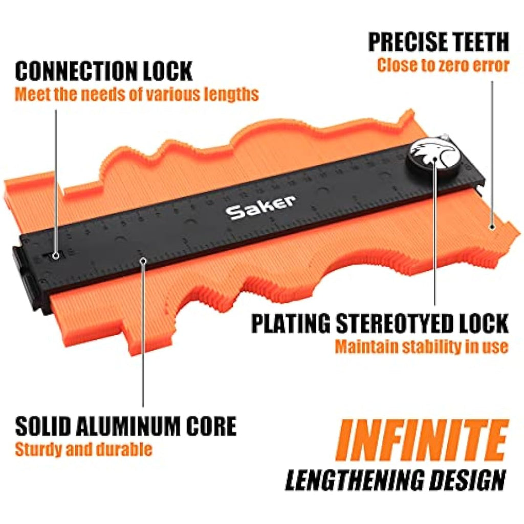 Saker 10-Inch Connectable Contour Gauge with Lock | Woodworking Tool