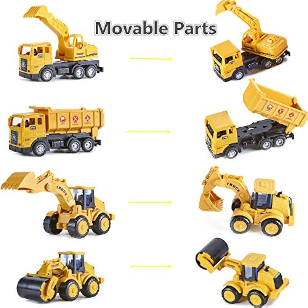 Yetech 7-in-1 Construction Vehicle Toy Set with Play Mat for Toddlers