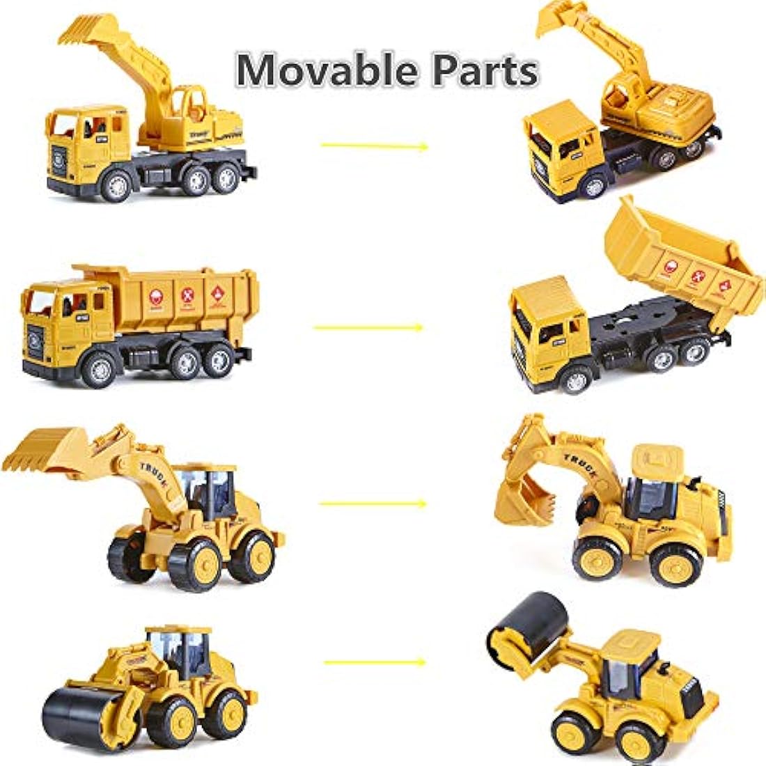 Yetech 7-in-1 Construction Vehicle Toy Set with Play Mat for Toddlers