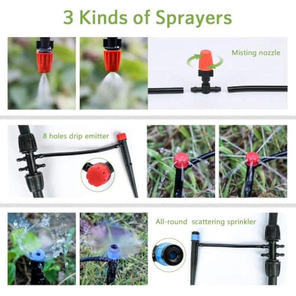 MIXC 226 FT Drip Irrigation System Kit | Automatic Garden Watering System