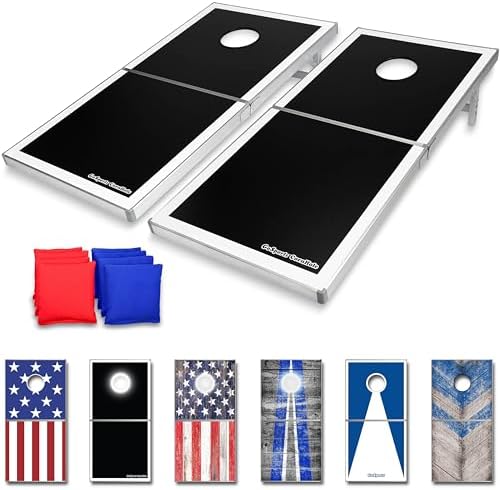 GoSports Aluminum Cornhole Game Set – 4x2 ft Regulation Size with 8 Bags