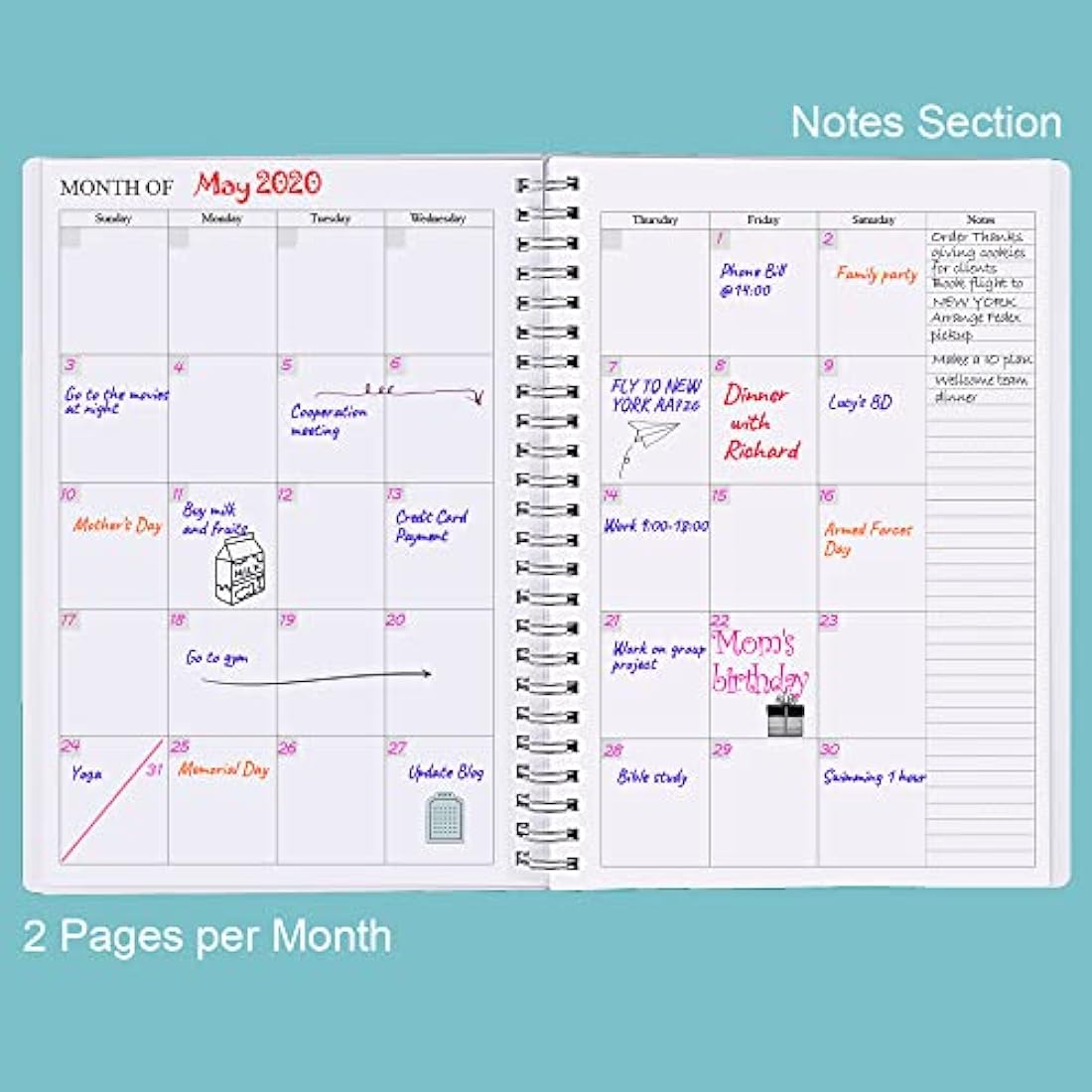 Undated A5 Planner – Weekly & Monthly Goal Tracker Journal