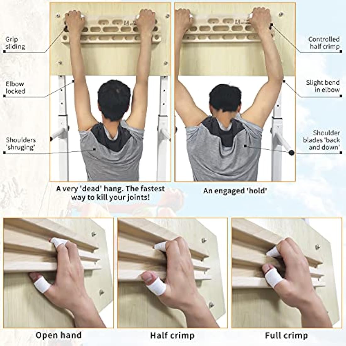 Two Stones Wooden Climbing Hangboard – Fingerboard with Phone Holder