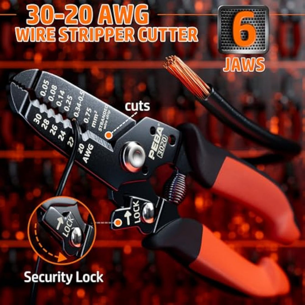 PEBA JST Crimping Tool Kit with 20 Connector Styles and Wire Stripper