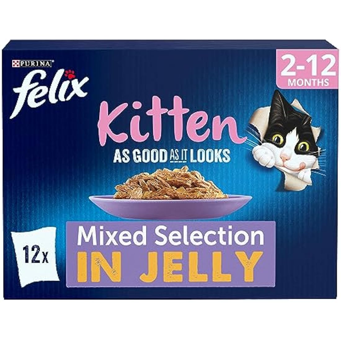 Felix Kitten As Good As It Looks Wet Cat Food Mixed Jelly 48 x 100g