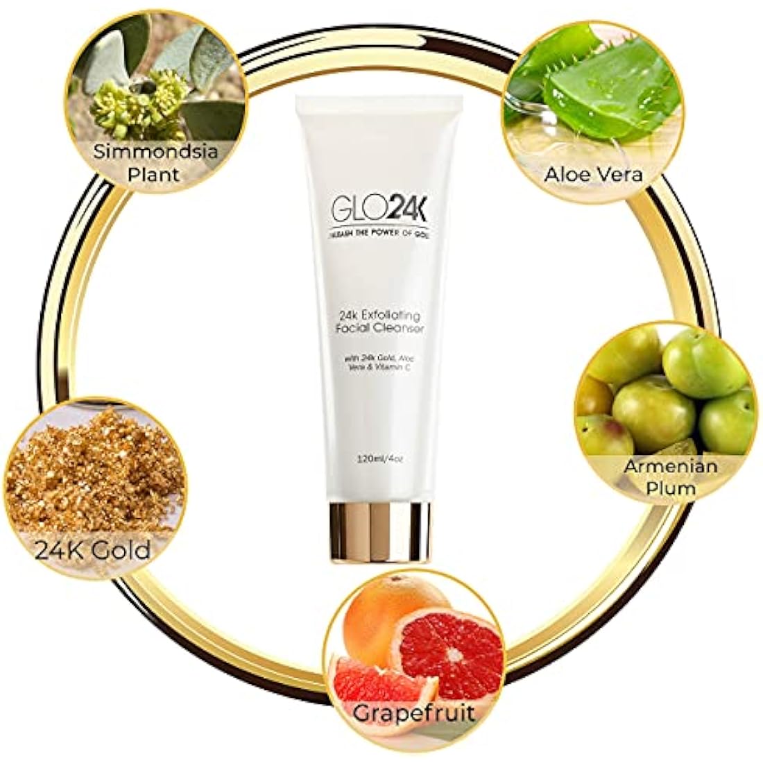GLO24K Exfoliating Facial Cleanser – 24k Gold & Vitamin C Anti-Aging Scrub