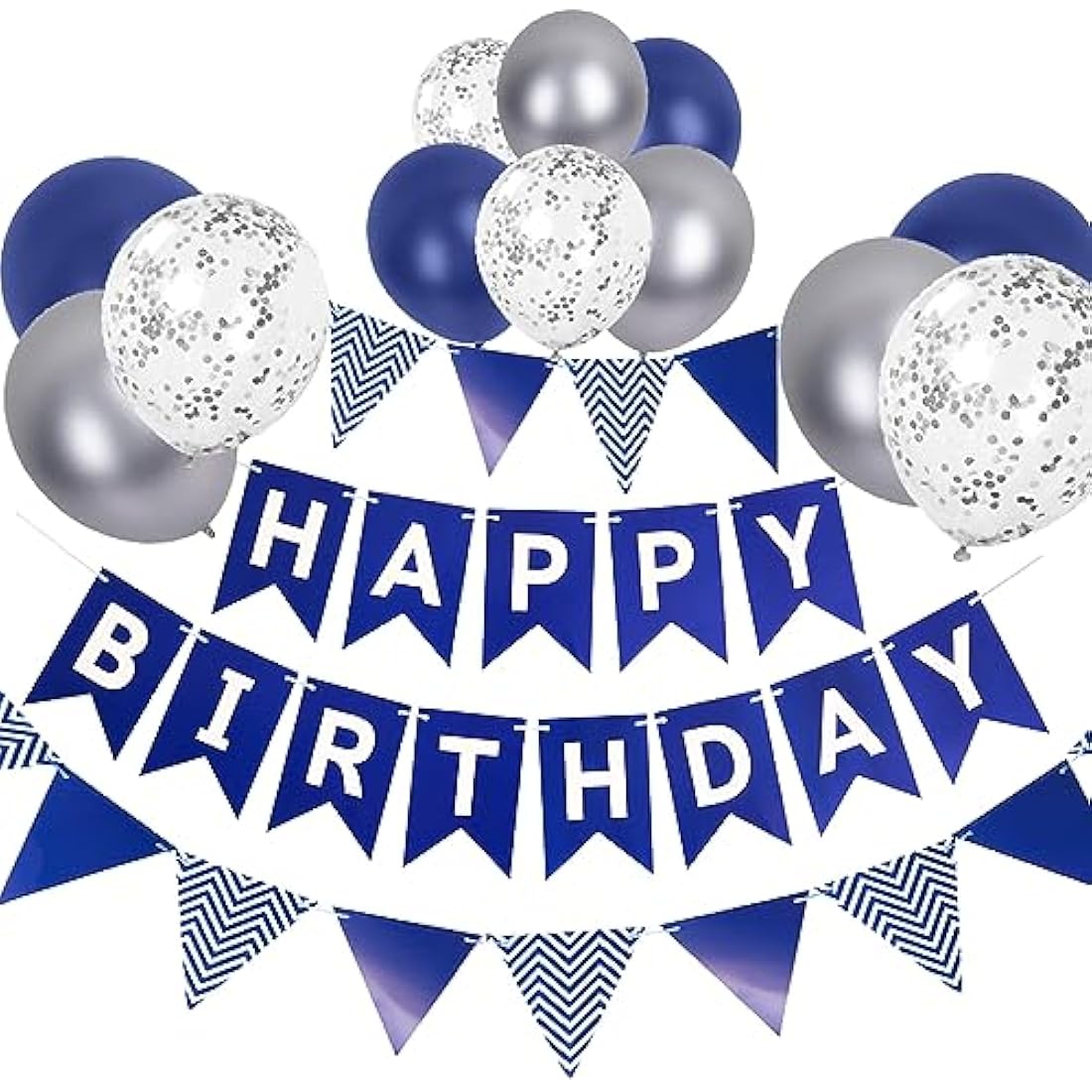 Navy Blue Happy Birthday Banner and Balloon Decoration Kit